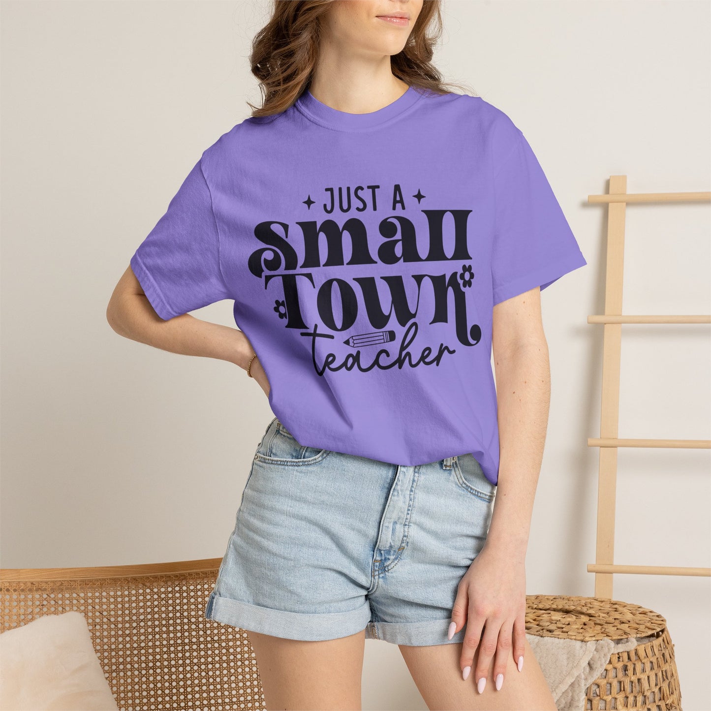 Just a Small Town Teacher T-Shirt — Retro Script Teacher Gift