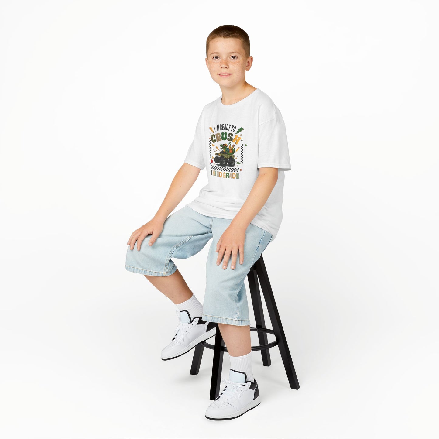 Kids Tee — “Ready to Crush Third Grade” Monster Truck Back-to-School Shirt