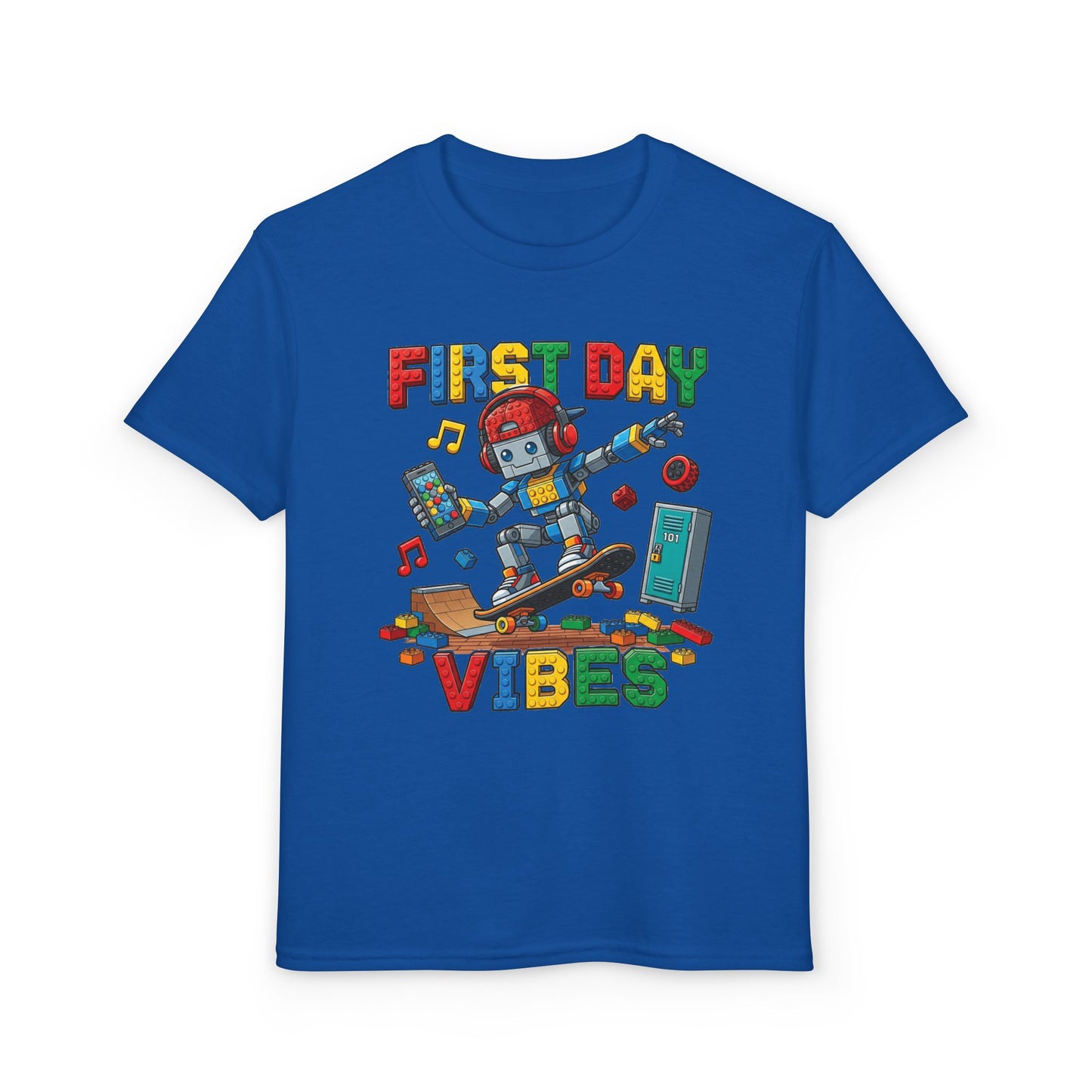 "First Day Vibes" Skateboard Robot Youth Tee
