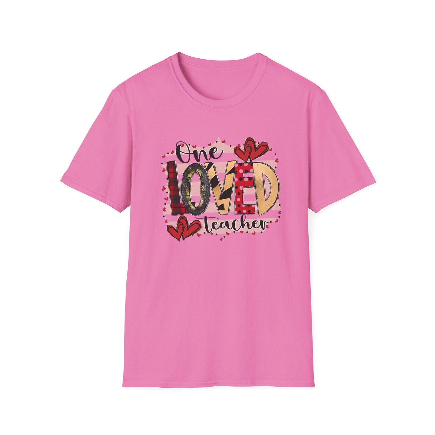 One Loved Teacher T-Shirt — Cute Plaid & Hearts Teacher Appreciation Tee