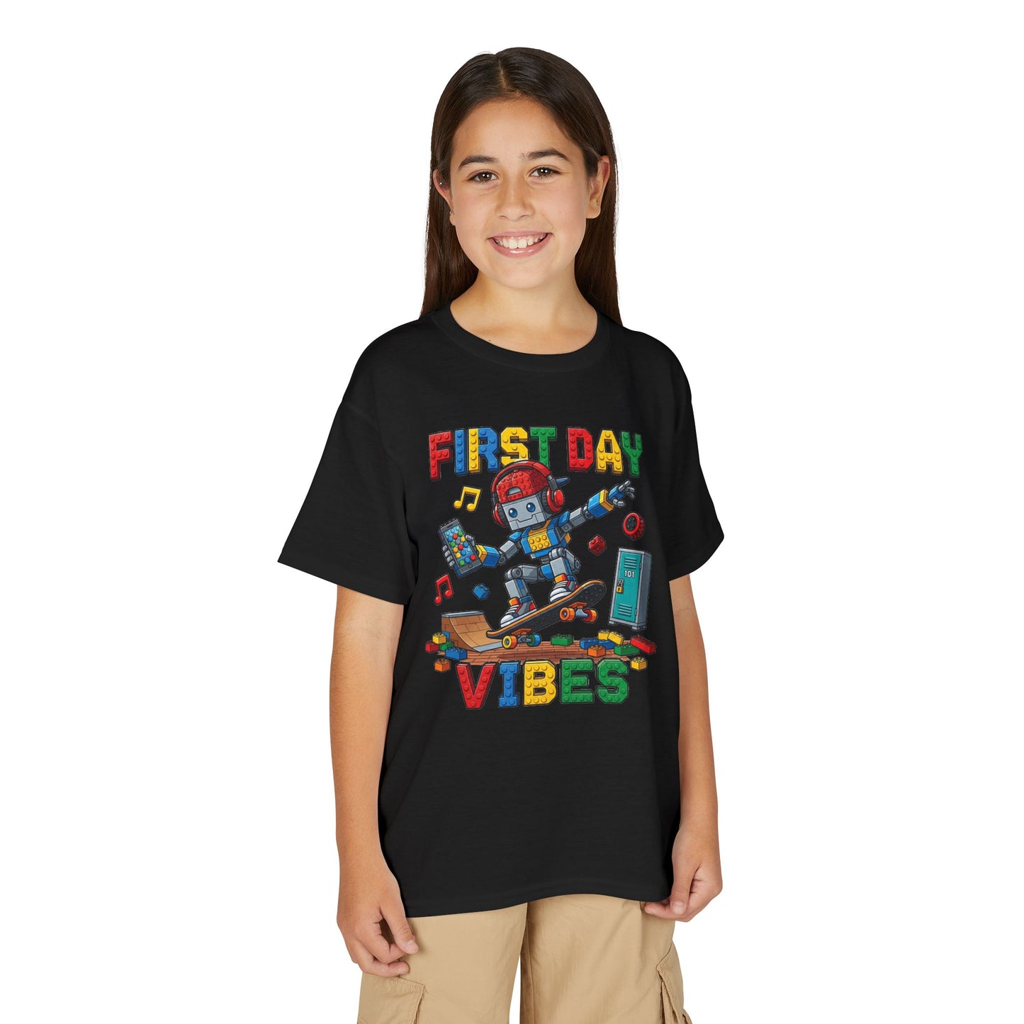 "First Day Vibes" Skateboard Robot Youth Tee