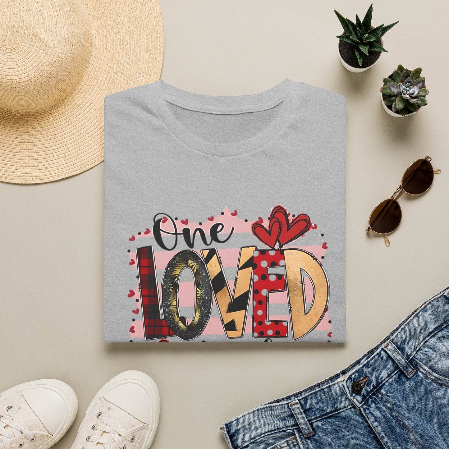 One Loved Teacher T-Shirt — Cute Plaid & Hearts Teacher Appreciation Tee