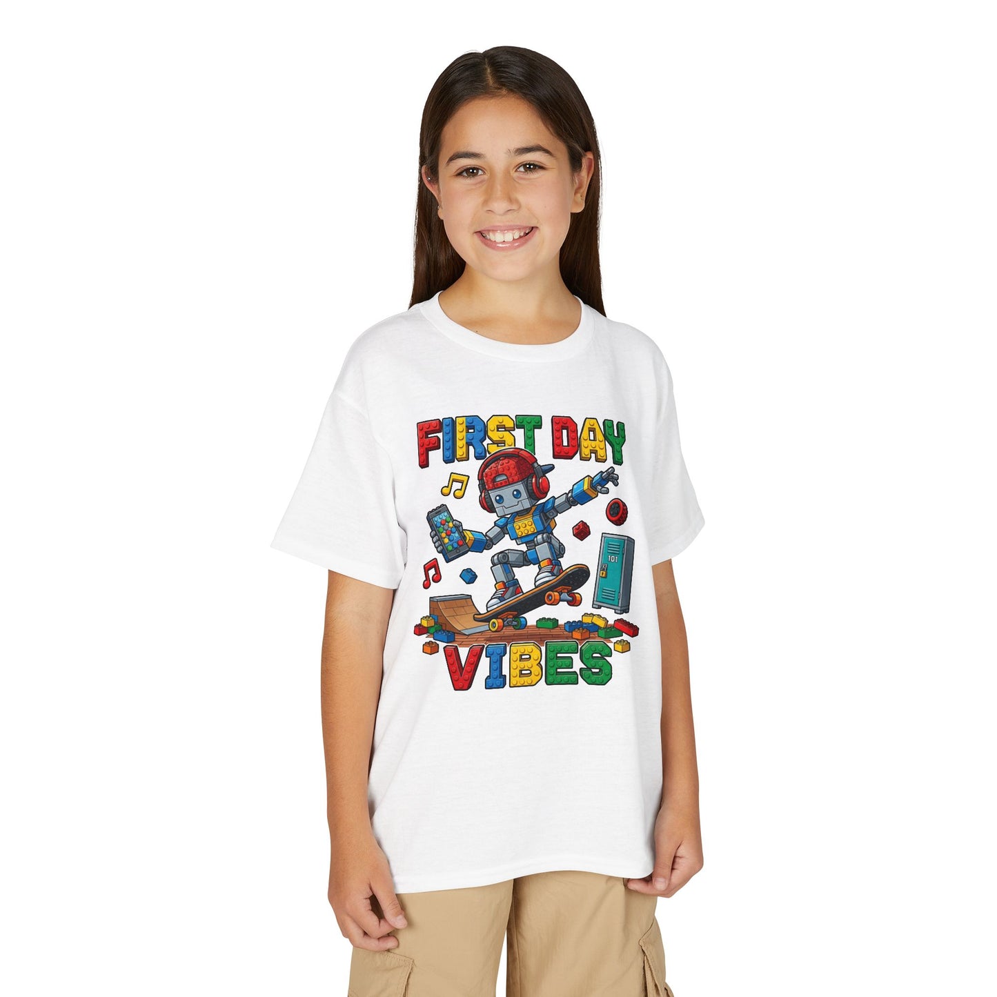 "First Day Vibes" Skateboard Robot Youth Tee