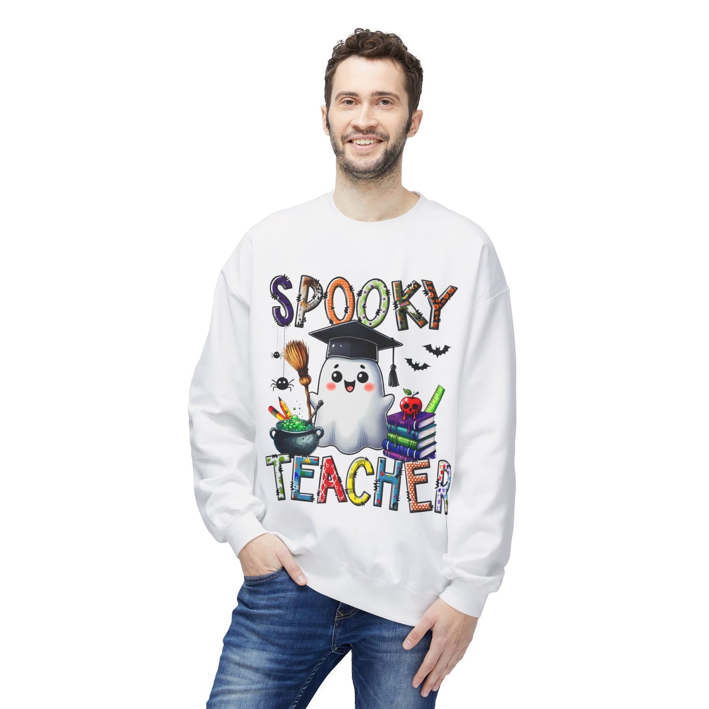 Spooky Teacher Sweatshirt – Halloween Ghost Teacher Crewneck