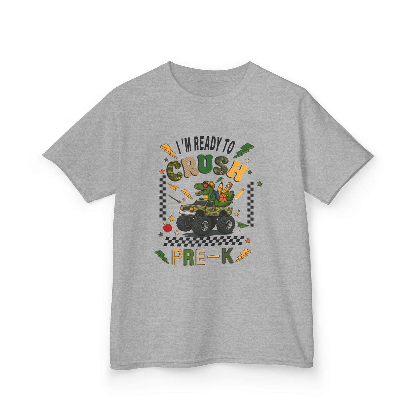 Kids Tee — “I’m Ready to Crush Pre-K” Monster Truck Preschool Shirt