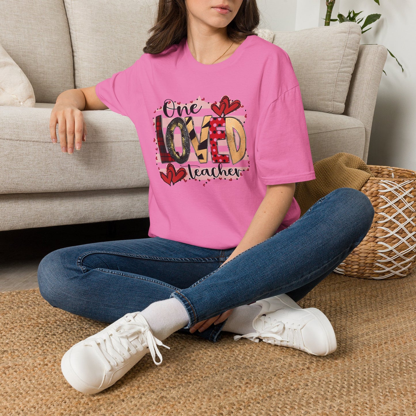One Loved Teacher T-Shirt — Cute Plaid & Hearts Teacher Appreciation Tee