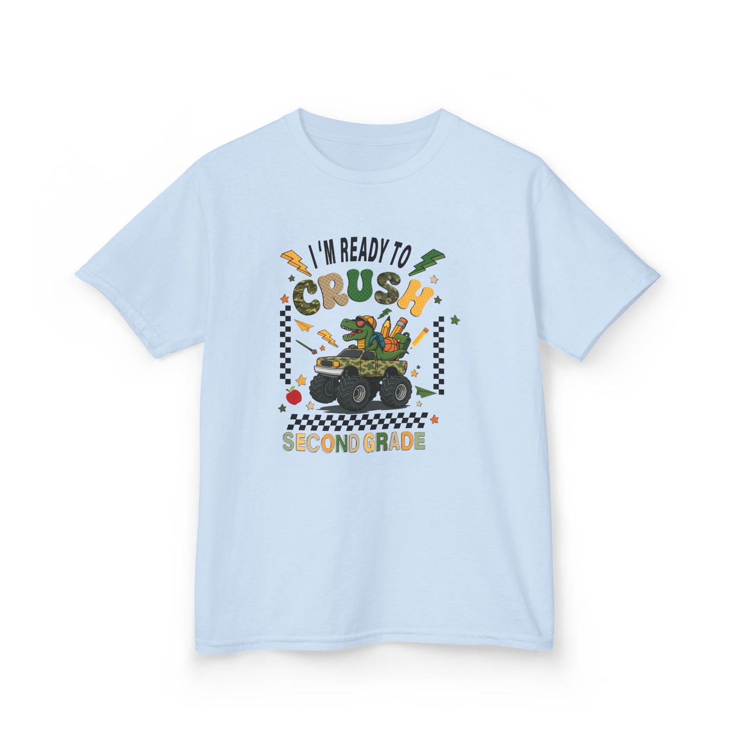 Kids Tee — "I'm Ready to Crush Second Grade" Monster Truck Back-to-School Shirt