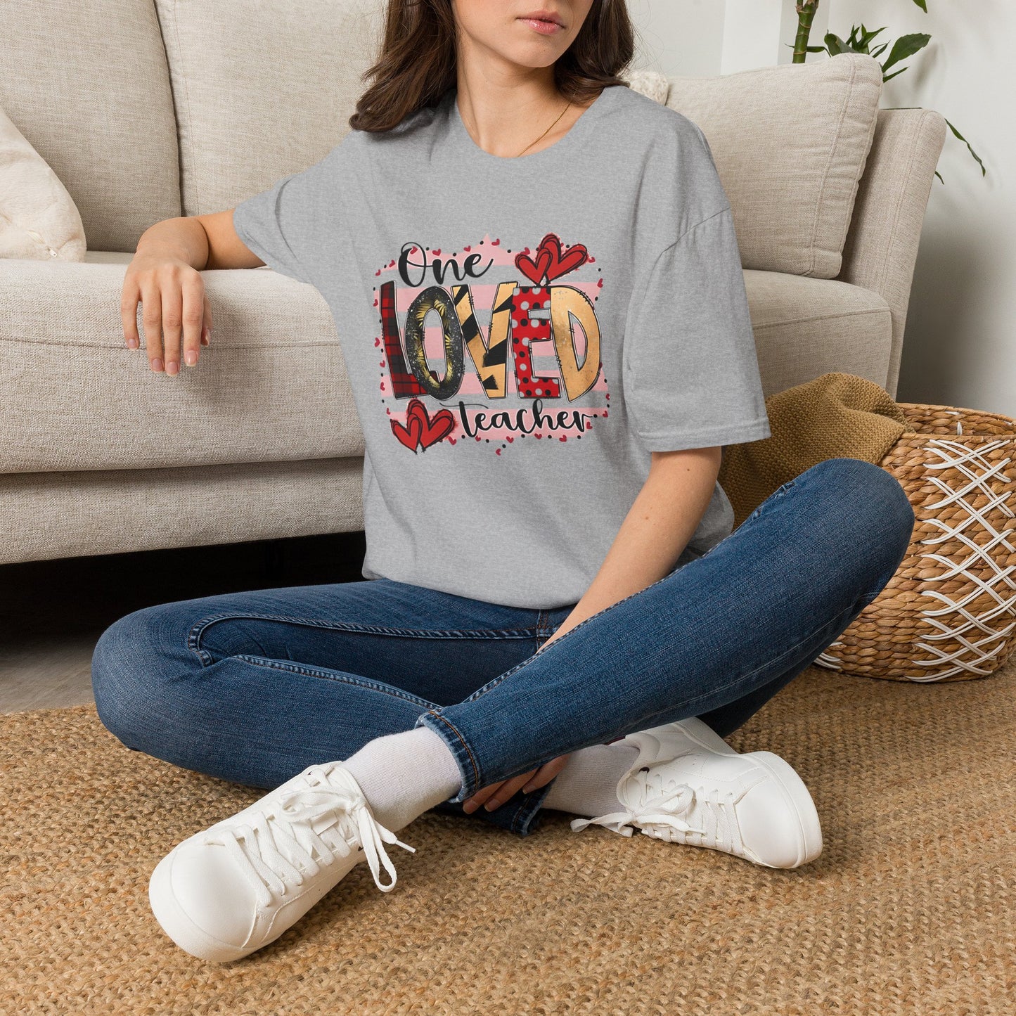 One Loved Teacher T-Shirt — Cute Plaid & Hearts Teacher Appreciation Tee