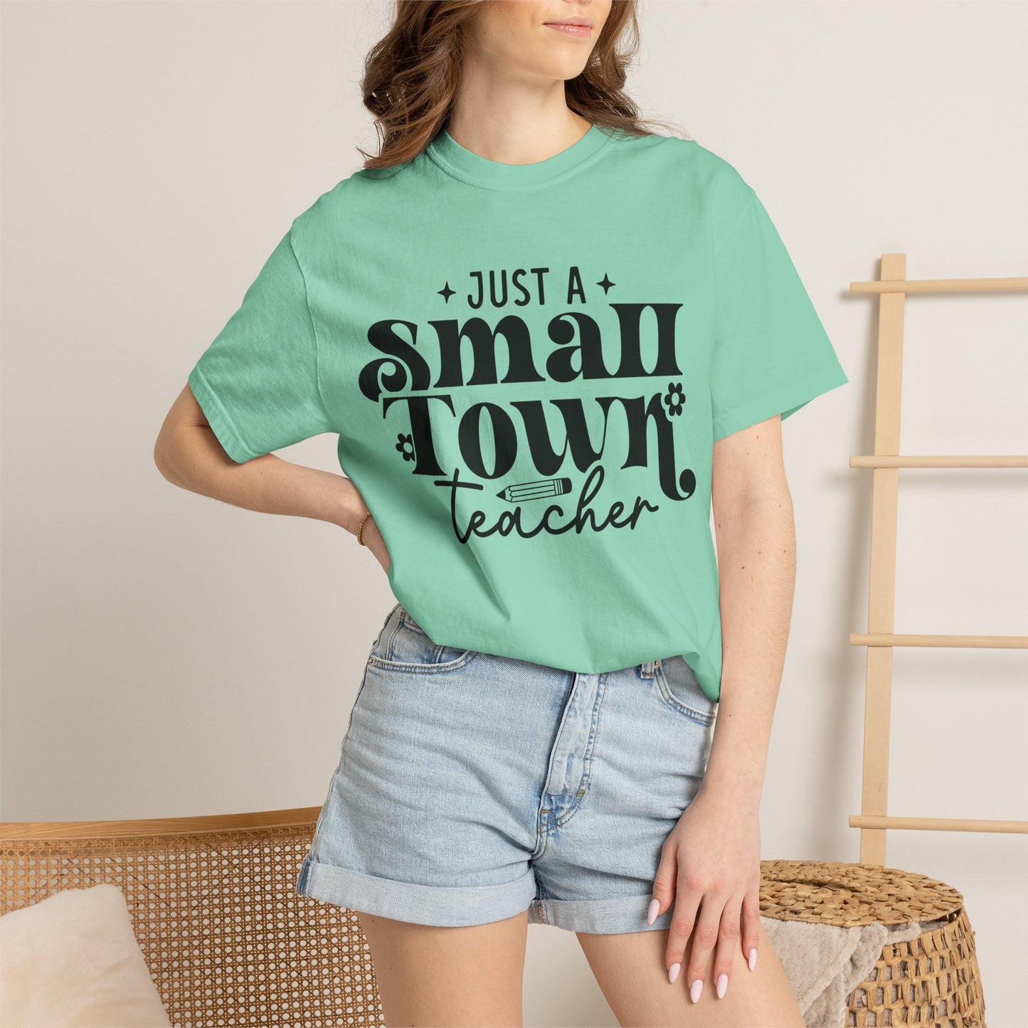 Just a Small Town Teacher T-Shirt — Retro Script Teacher Gift