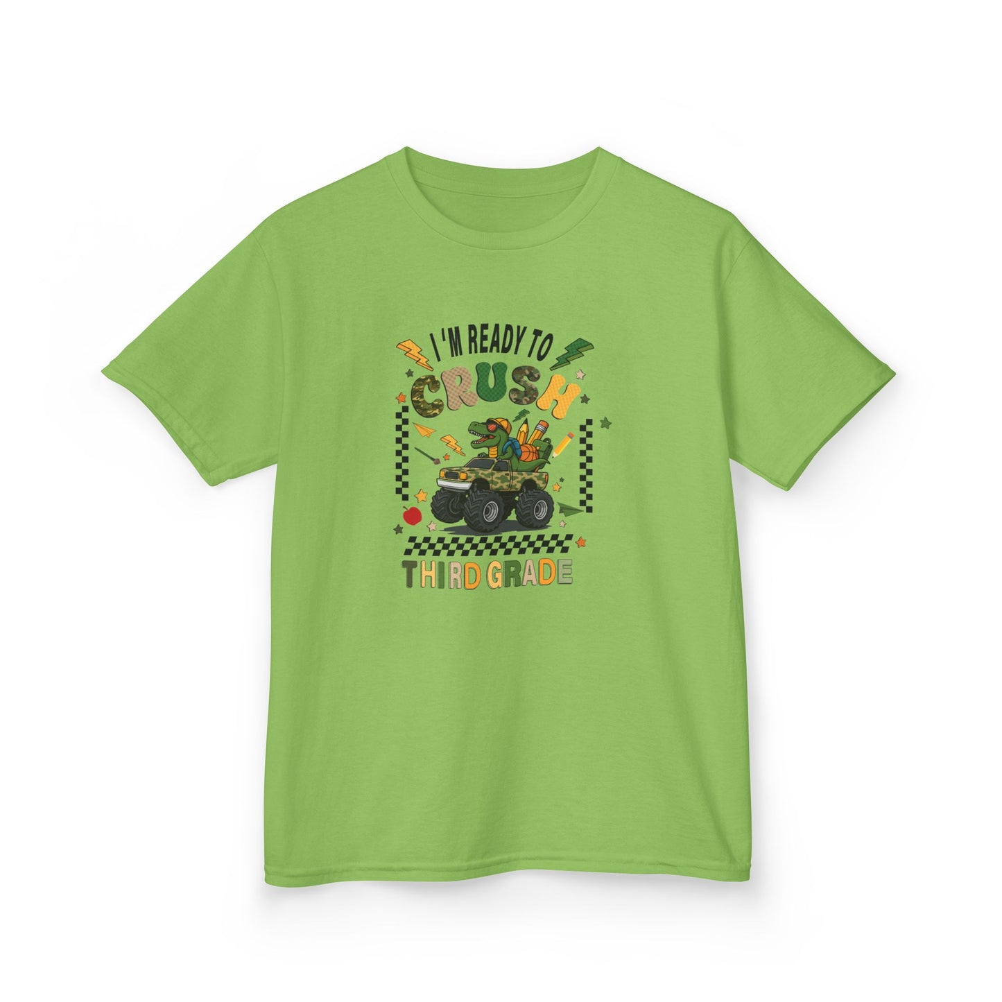 Kids Tee — “Ready to Crush Third Grade” Monster Truck Back-to-School Shirt