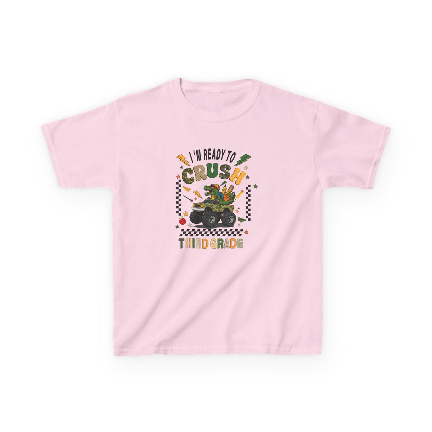 Kids Tee — “Ready to Crush Third Grade” Monster Truck Back-to-School Shirt