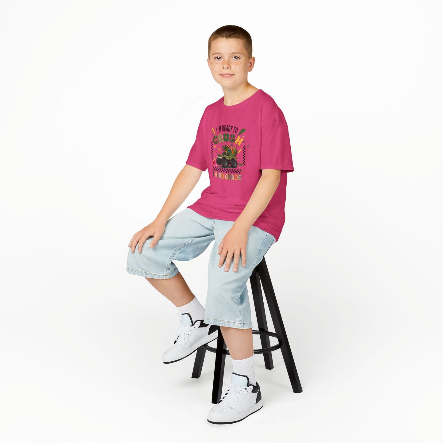 Kids Tee — “Ready to Crush Third Grade” Monster Truck Back-to-School Shirt