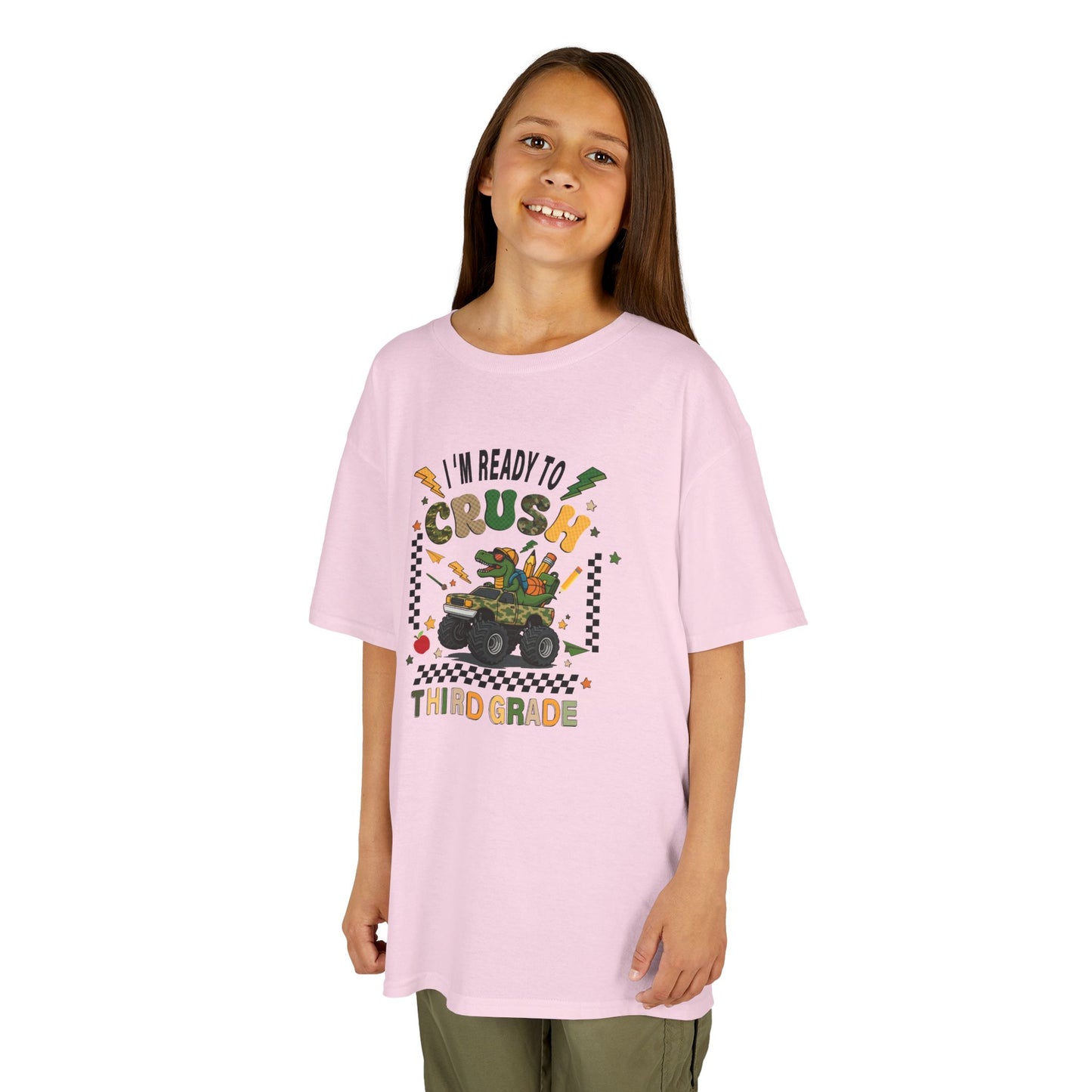 Kids Tee — “Ready to Crush Third Grade” Monster Truck Back-to-School Shirt