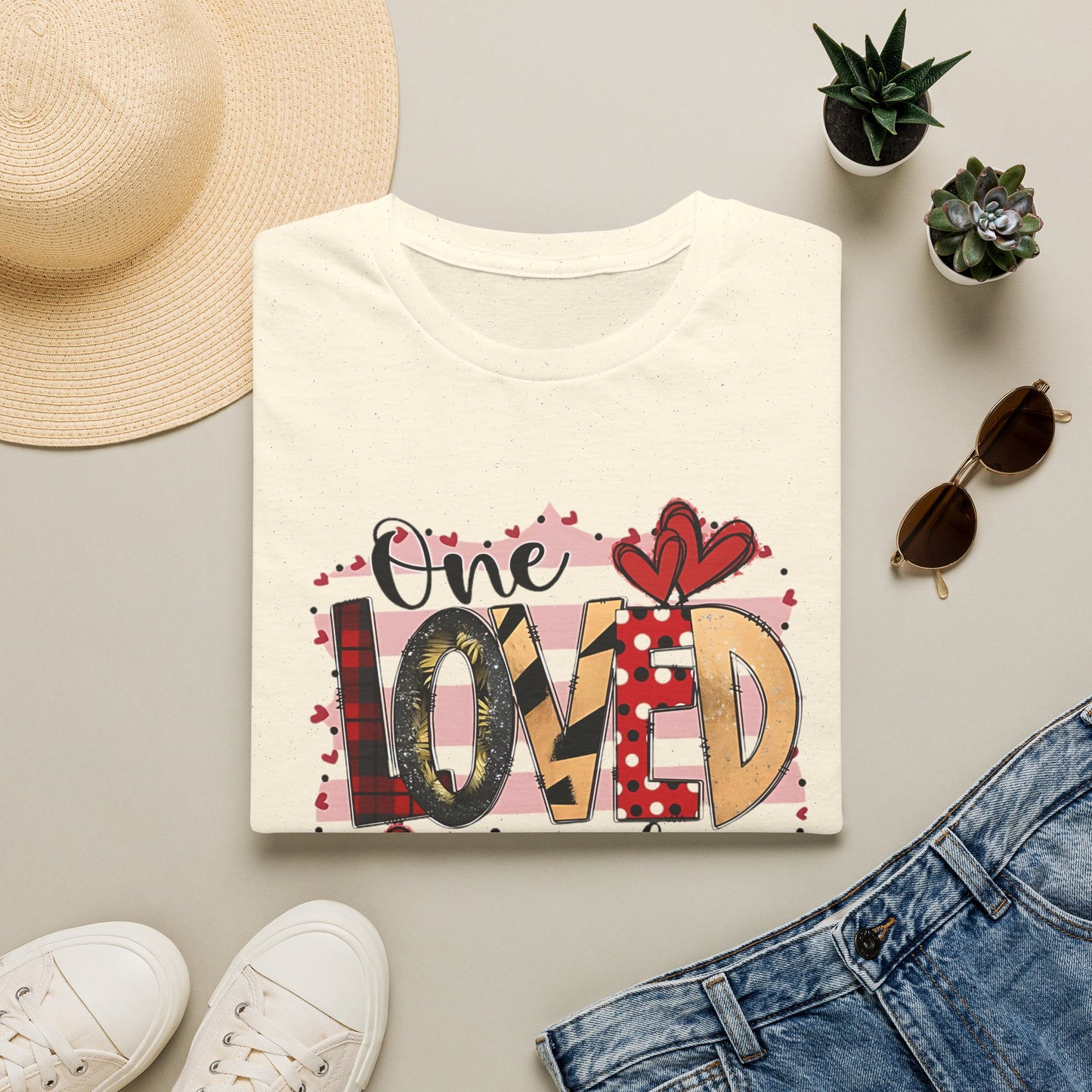One Loved Teacher T-Shirt — Cute Plaid & Hearts Teacher Appreciation Tee