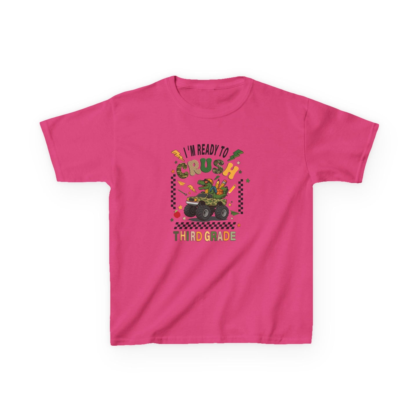 Kids Tee — “Ready to Crush Third Grade” Monster Truck Back-to-School Shirt
