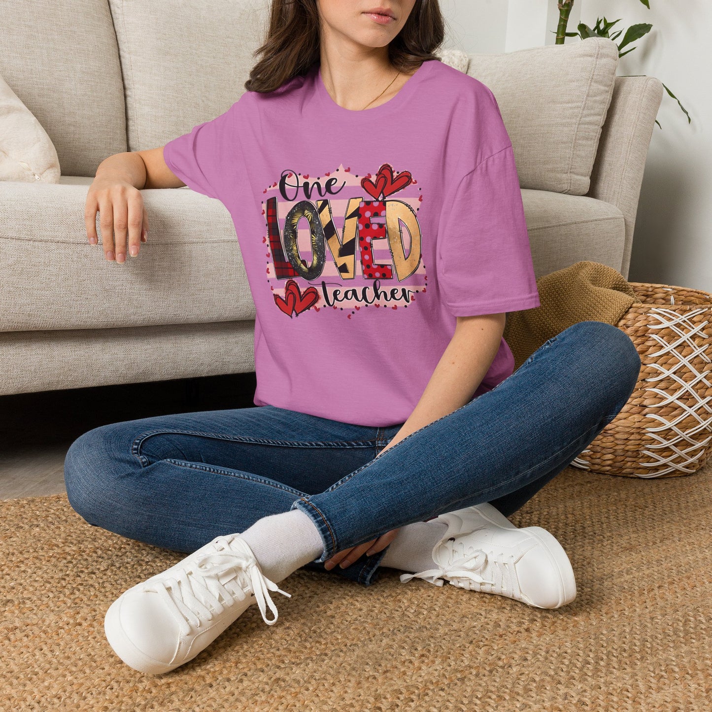 One Loved Teacher T-Shirt — Cute Plaid & Hearts Teacher Appreciation Tee