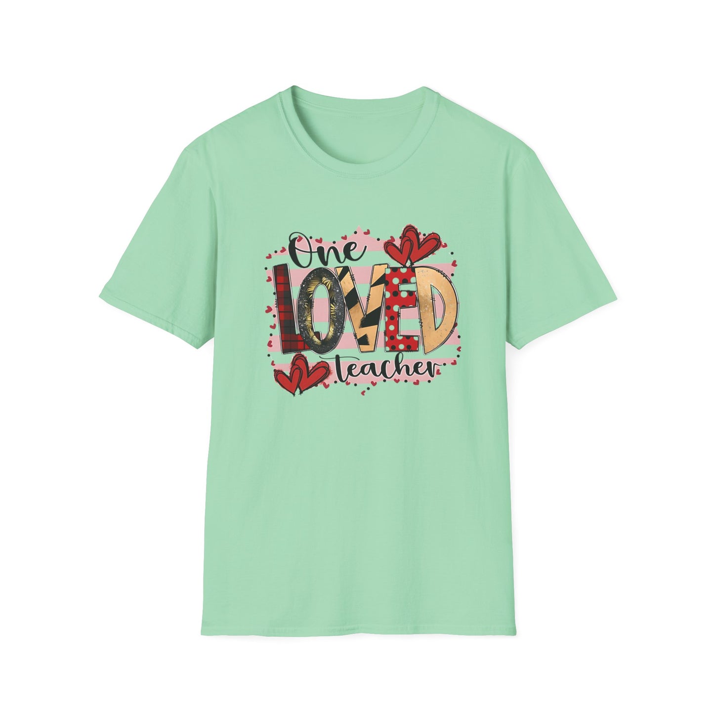 One Loved Teacher T-Shirt — Cute Plaid & Hearts Teacher Appreciation Tee