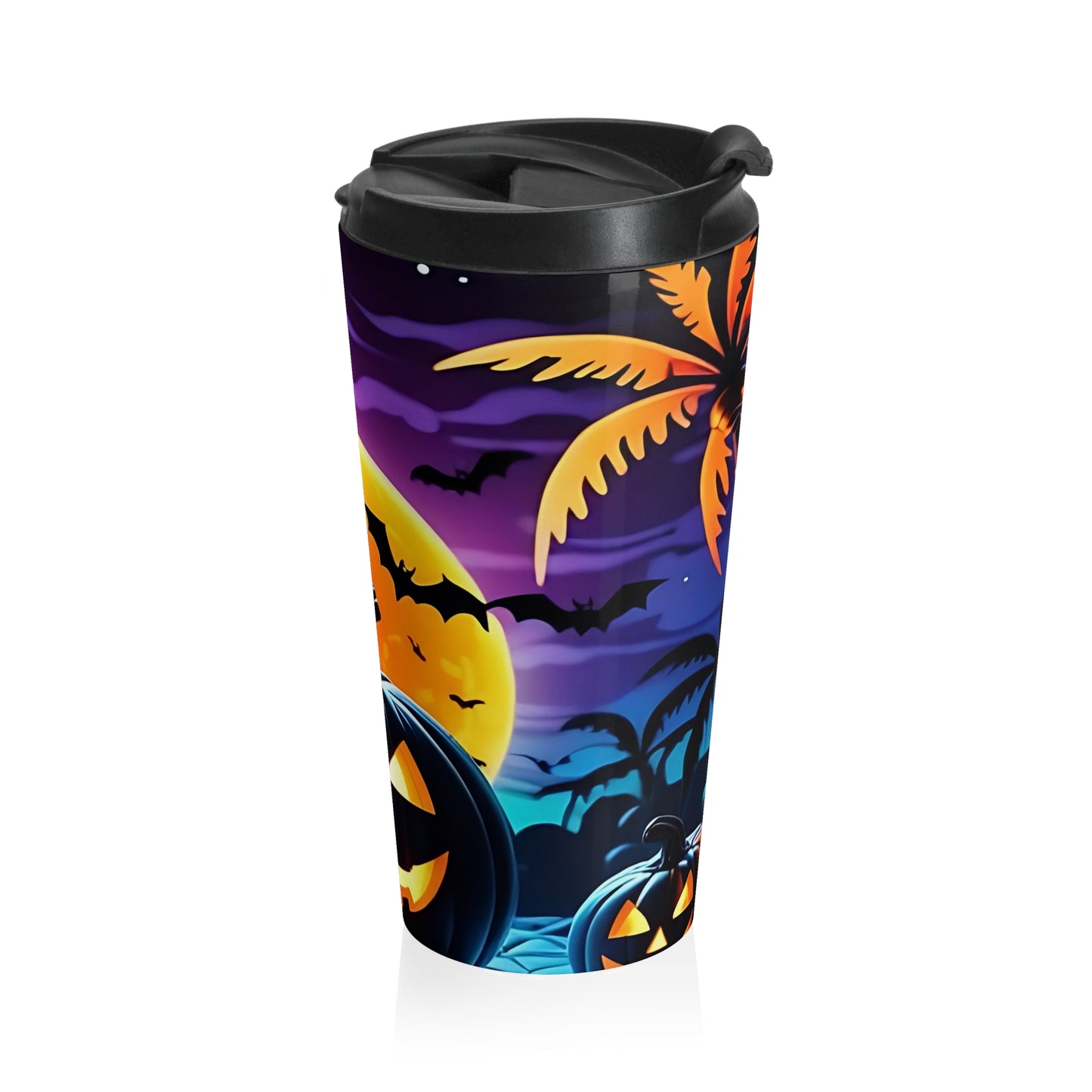 Halloween Pumpkin Travel Mug — Spooky Sunset Stainless Steel Tumbler