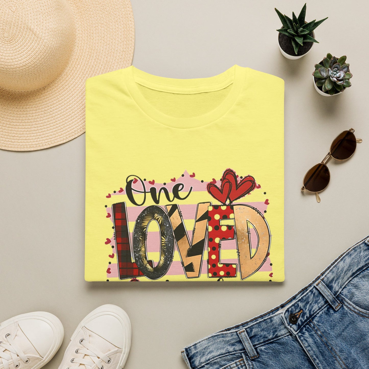 One Loved Teacher T-Shirt — Cute Plaid & Hearts Teacher Appreciation Tee