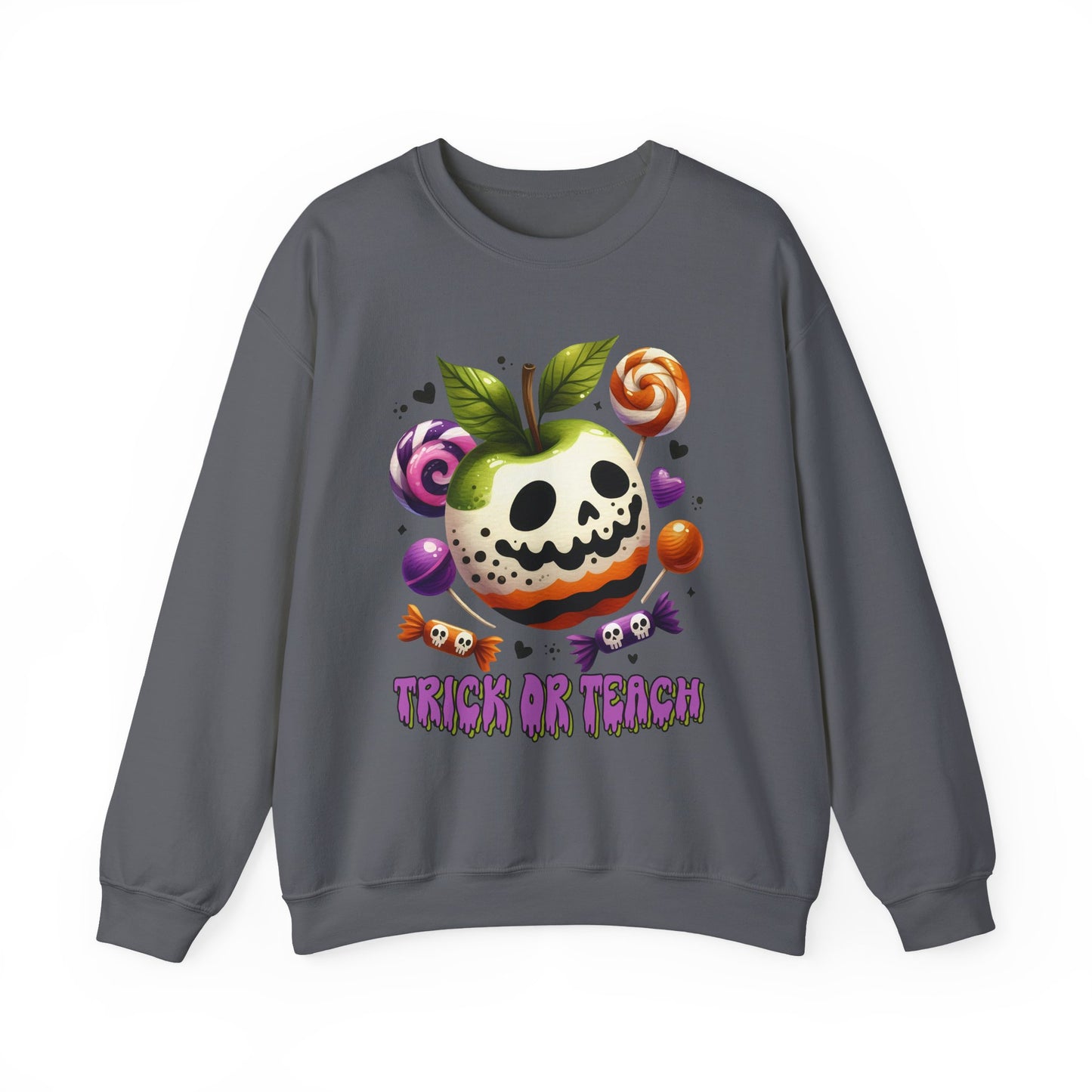 Trick or Teach Teacher Sweatshirt — Candy Apple “Trick or Treat” Crewneck