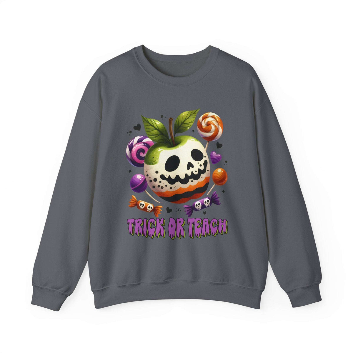 Trick or Teach Teacher Sweatshirt — Candy Apple “Trick or Treat” Crewneck
