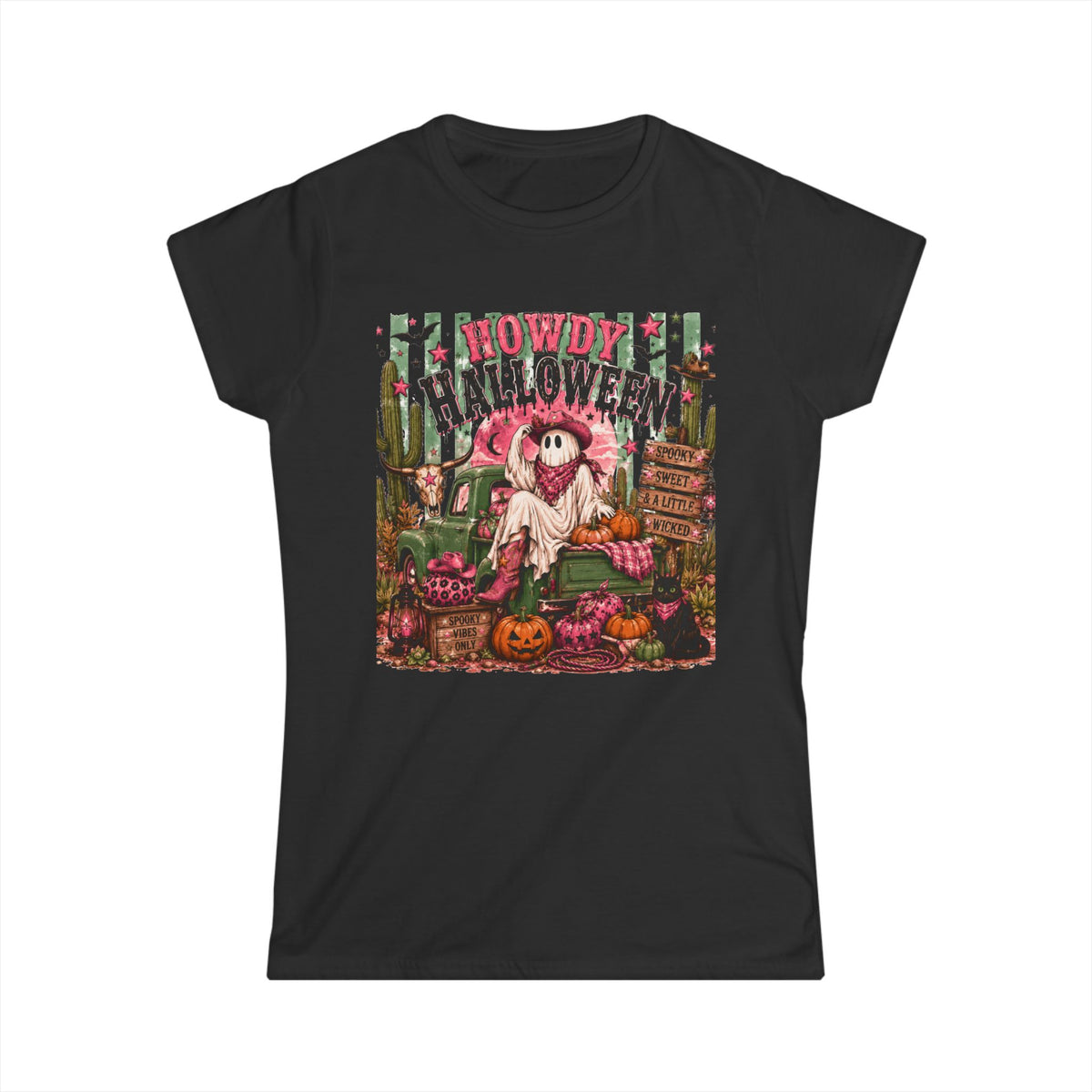 Howdy Halloween Pink Western Ghost Graphic Tee