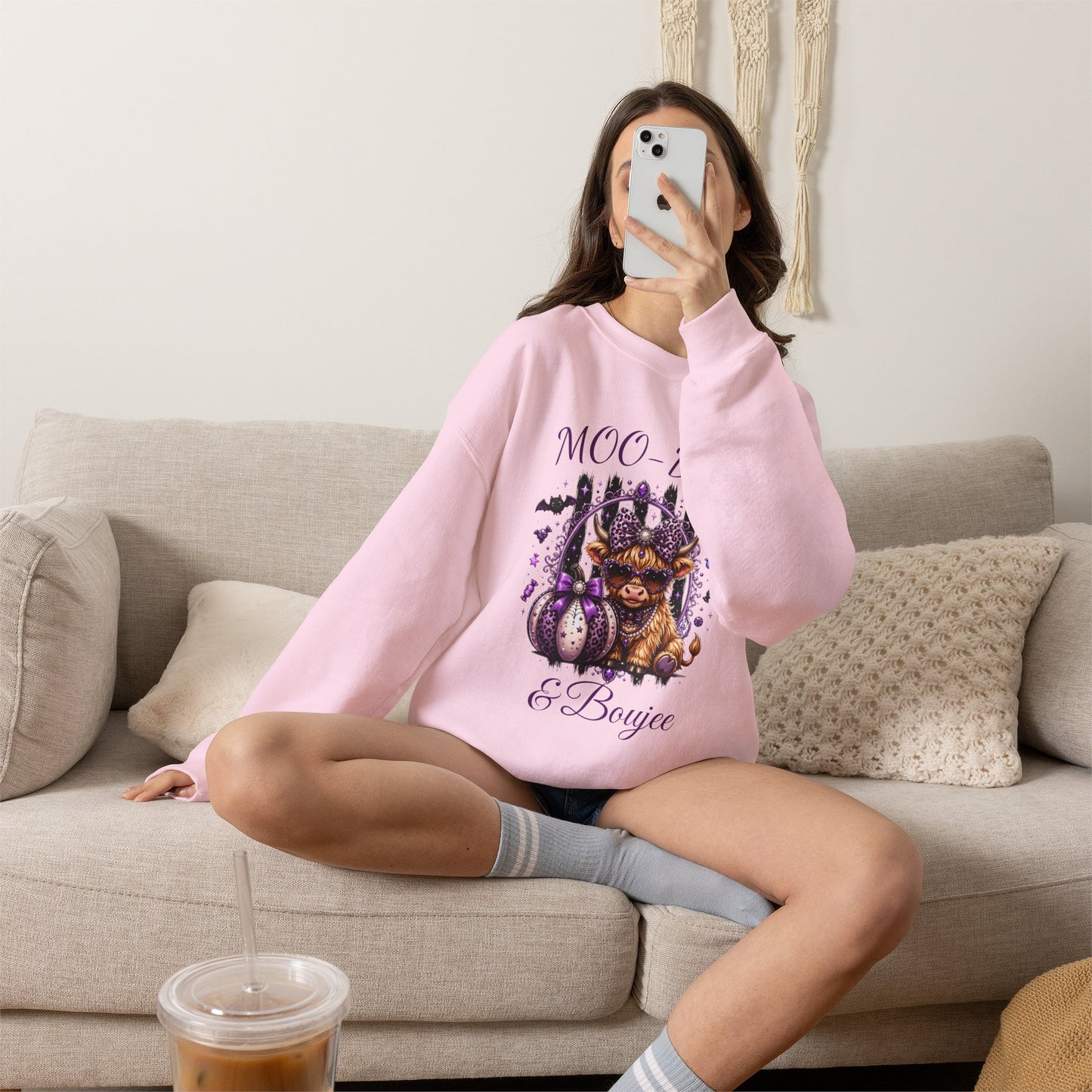 Halloween 'Moo-dy' Cow Crewneck Sweatshirt — Cute Spooky Cow Fall Pullover