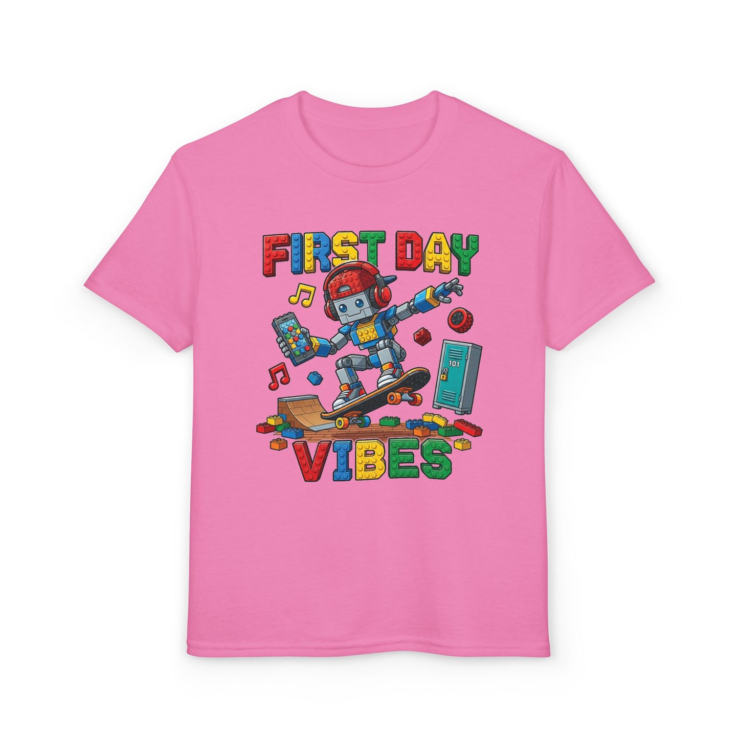 "First Day Vibes" Skateboard Robot Youth Tee