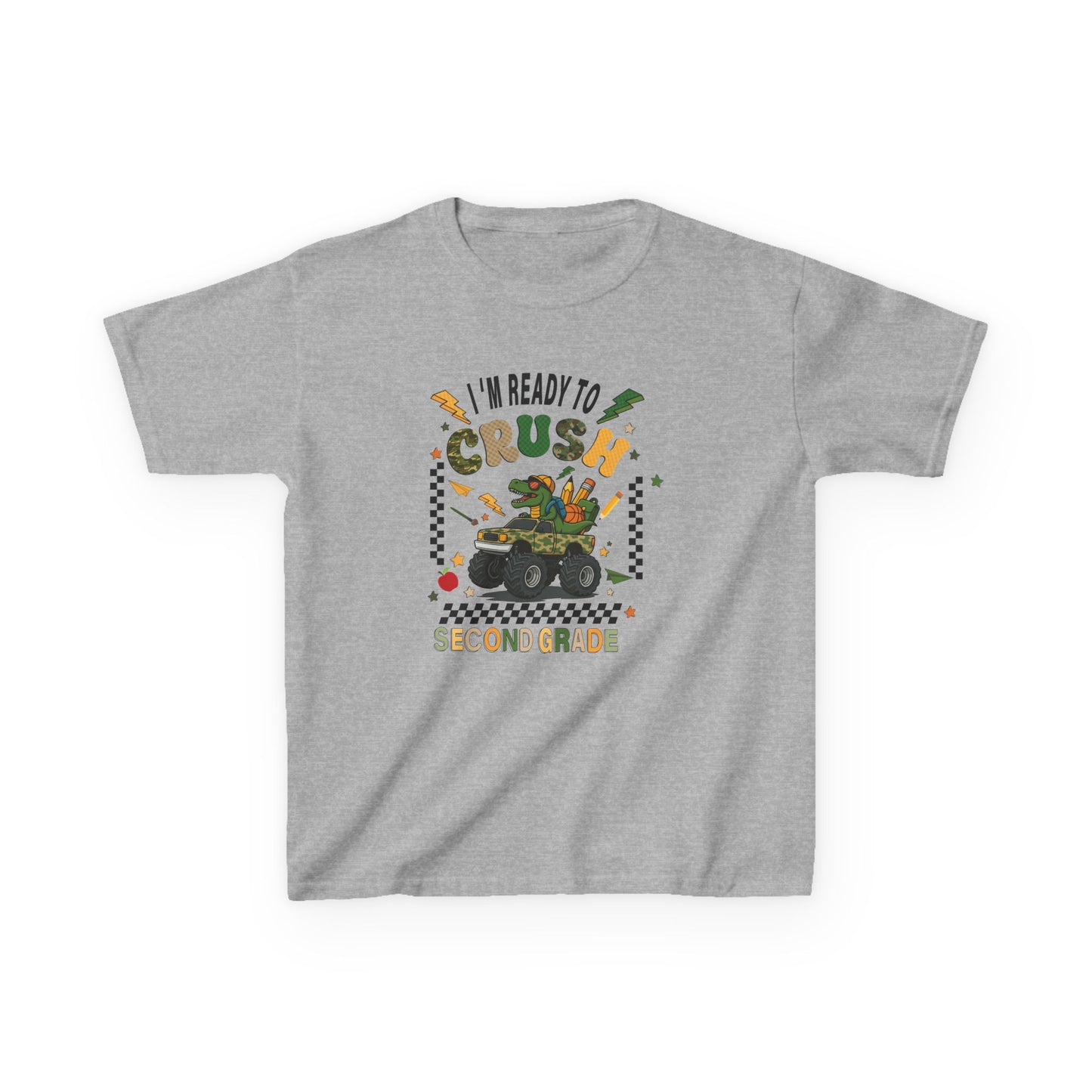 Kids Tee — "I'm Ready to Crush Second Grade" Monster Truck Back-to-School Shirt