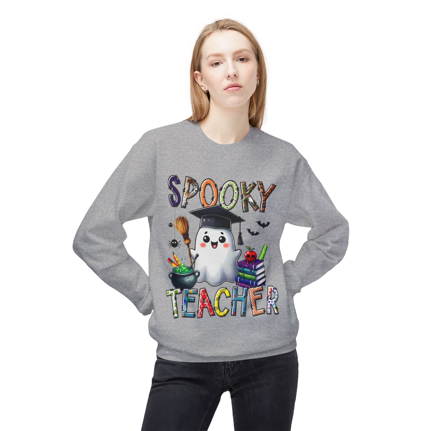 Spooky Teacher Sweatshirt – Halloween Ghost Teacher Crewneck