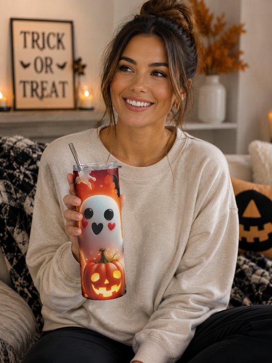 Spooky Sweet Ghost & Pumpkin 20oz Stainless Steel Tumbler