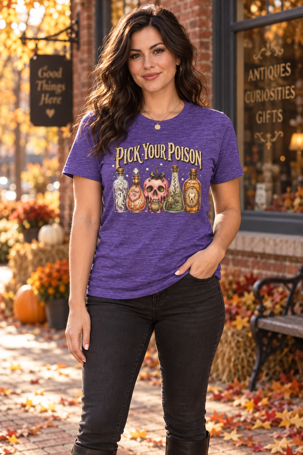 Pick Your Poison Women's Halloween Tee — Playful Spooky Shirt