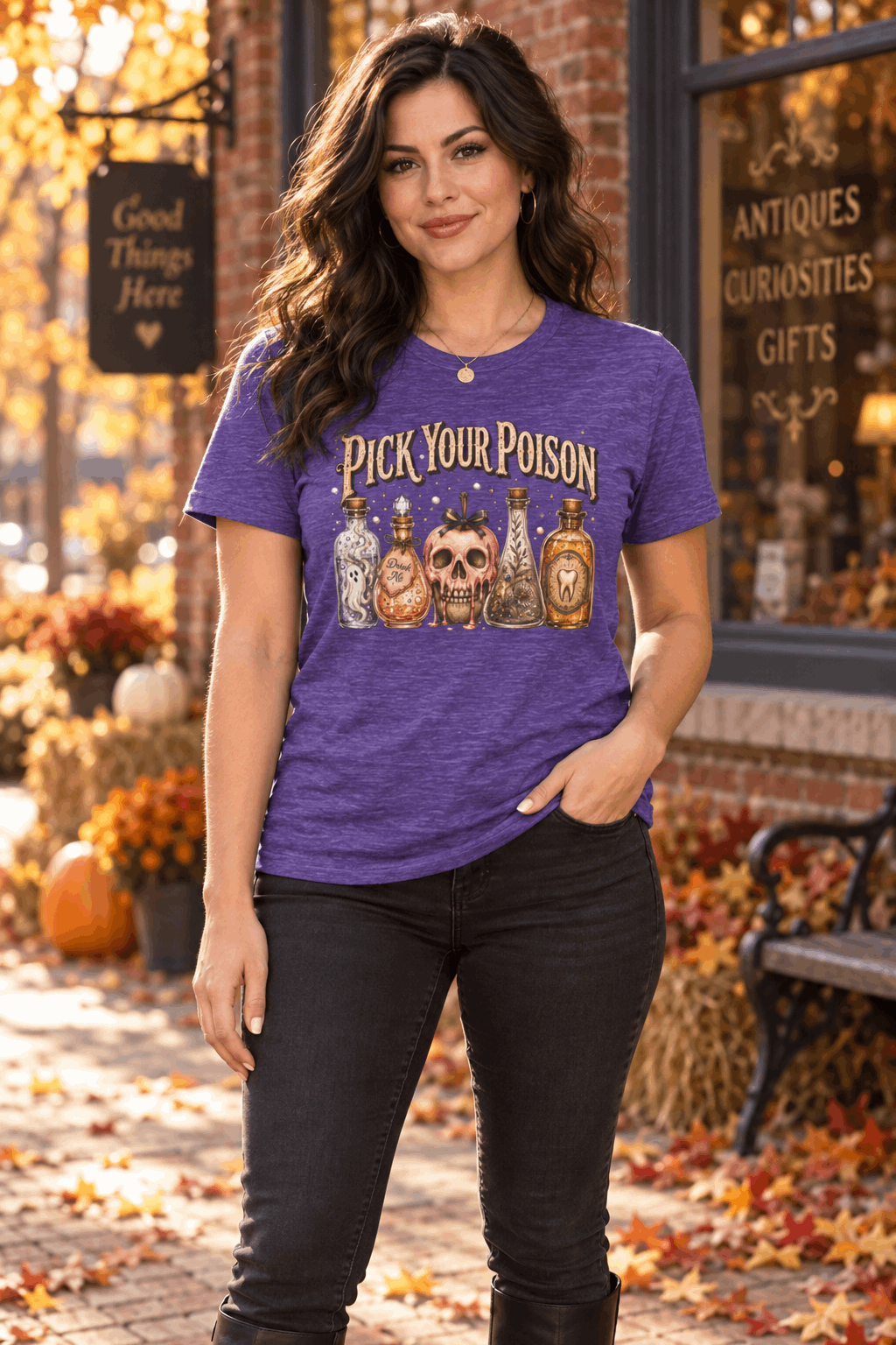 Pick Your Poison Women's Halloween Tee — Playful Spooky Shirt