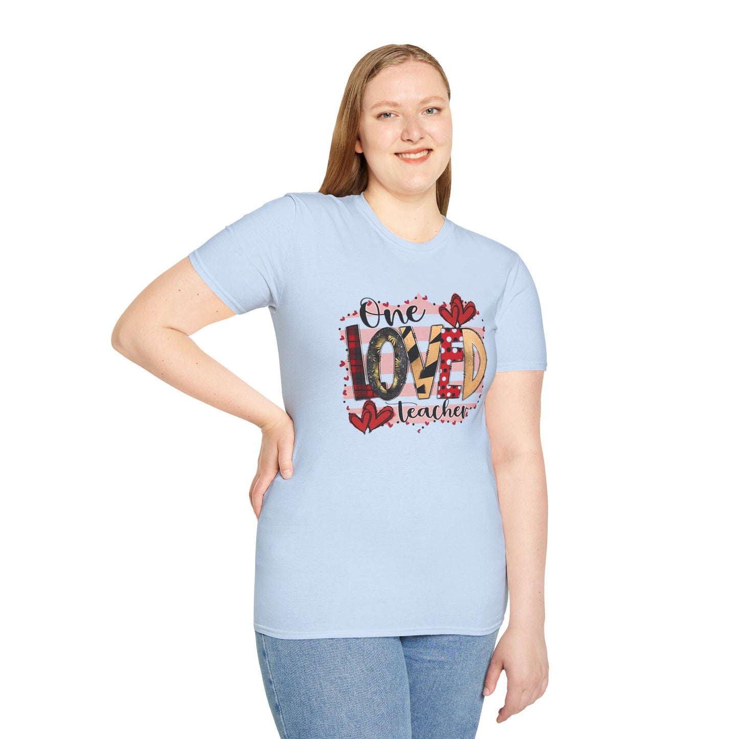 One Loved Teacher T-Shirt — Cute Plaid & Hearts Teacher Appreciation Tee