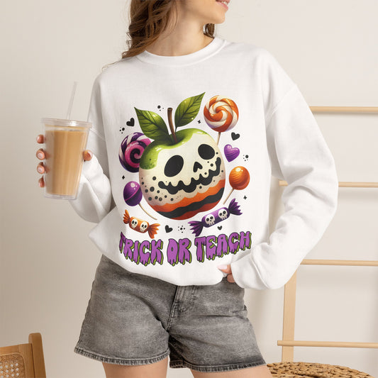Trick or Teach Teacher Sweatshirt — Candy Apple “Trick or Treat” Crewneck