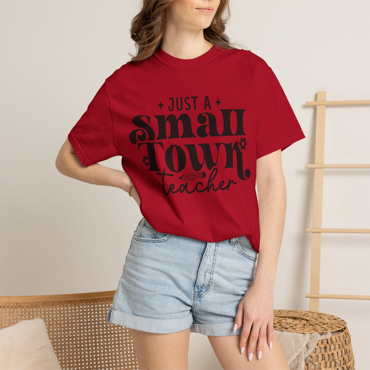 Just a Small Town Teacher T-Shirt — Retro Script Teacher Gift