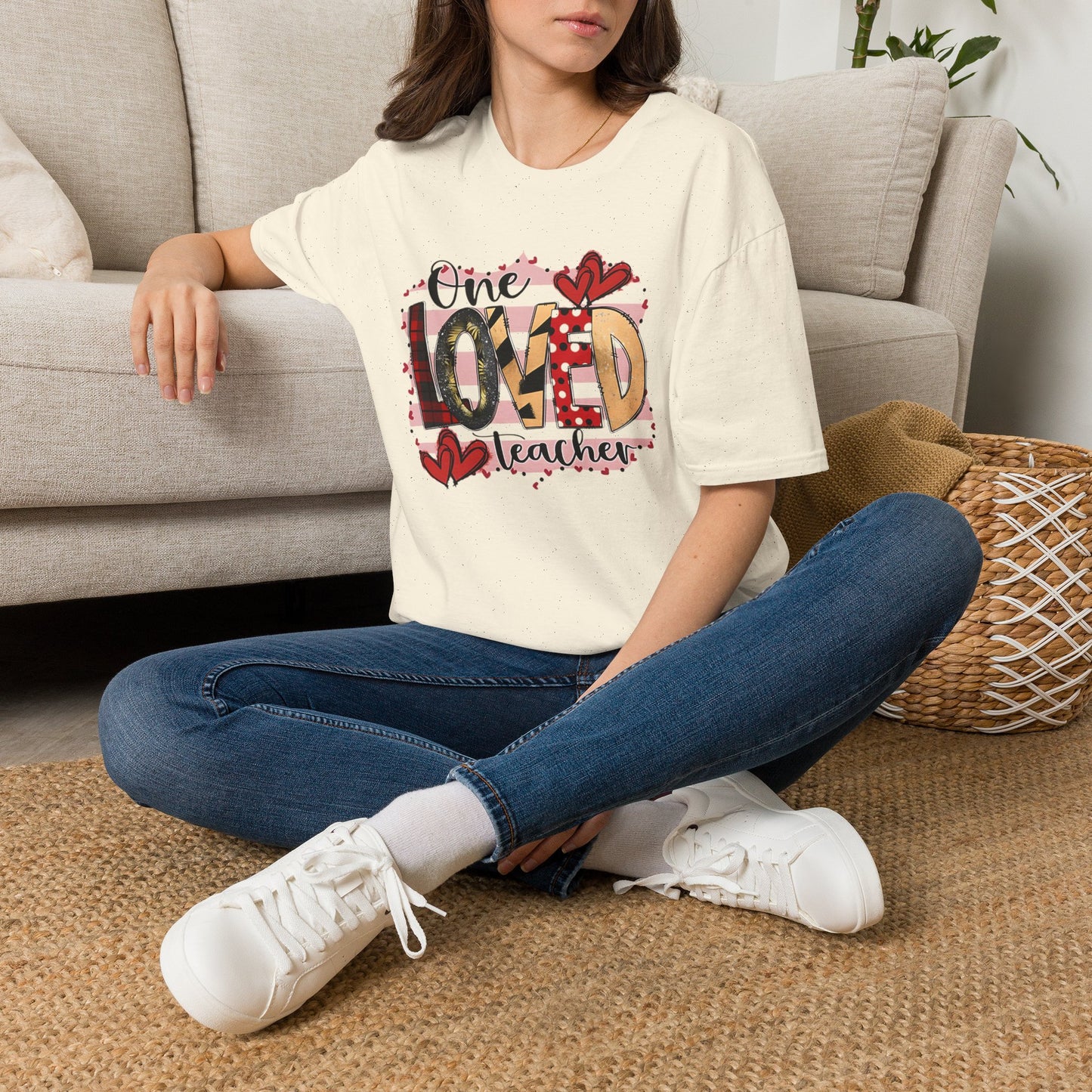 One Loved Teacher T-Shirt — Cute Plaid & Hearts Teacher Appreciation Tee