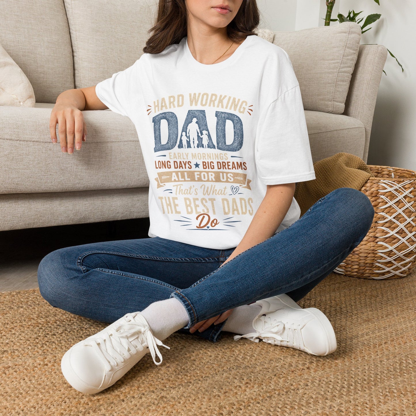 Hard Working Dad T‑Shirt — 'Hard Working DAD: Early Mornings, Long Days, Big Dreams' Father's Day Tee
