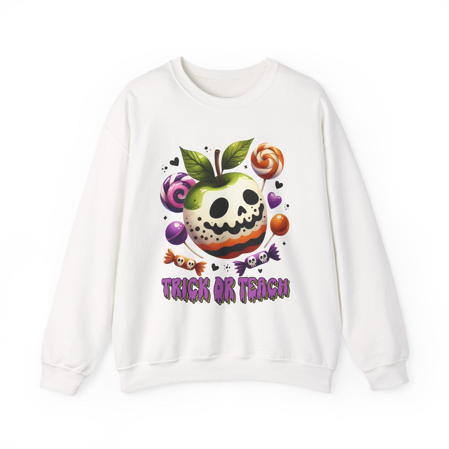 Trick or Teach Teacher Sweatshirt — Candy Apple “Trick or Treat” Crewneck
