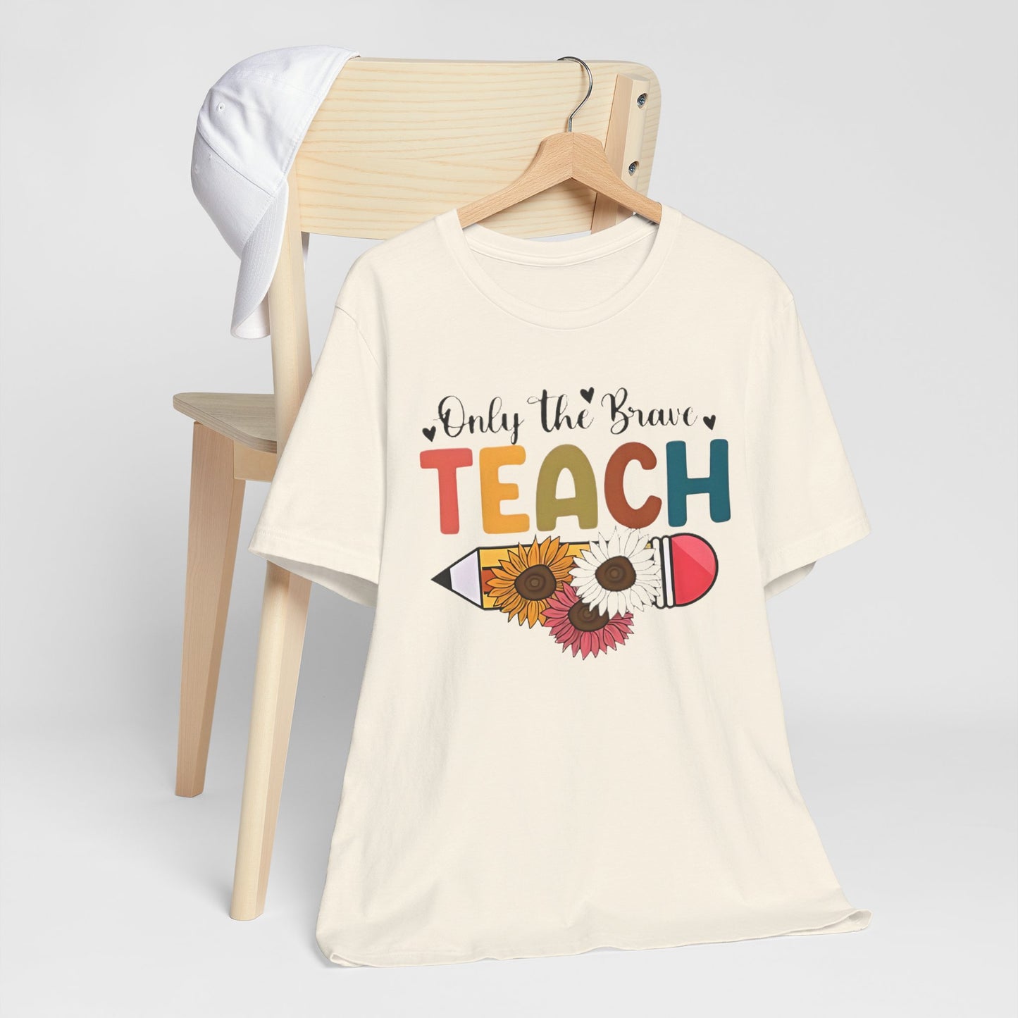 Teacher T-Shirt — "Only the Brave Teach" Floral Pencil Tee