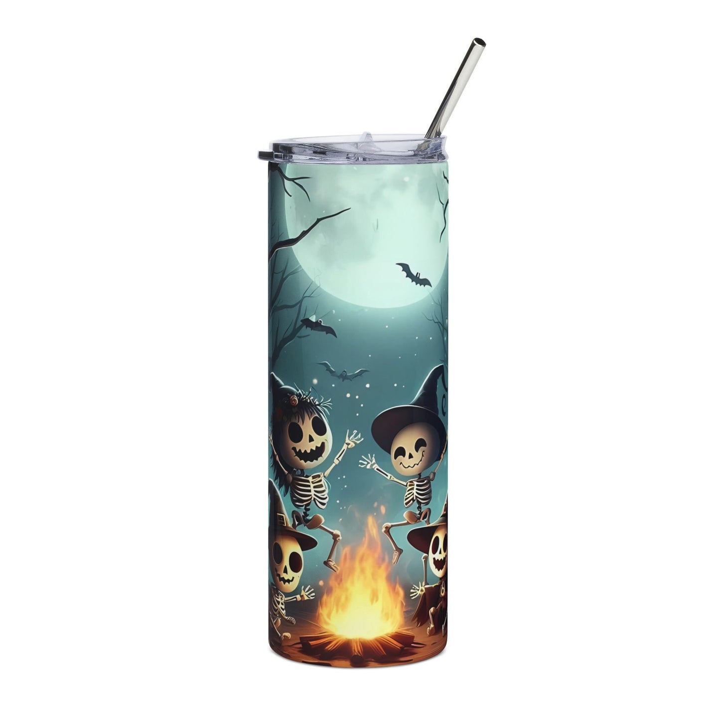Halloween Skeleton Campfire Tumbler — 20oz Stainless Steel Travel Cup