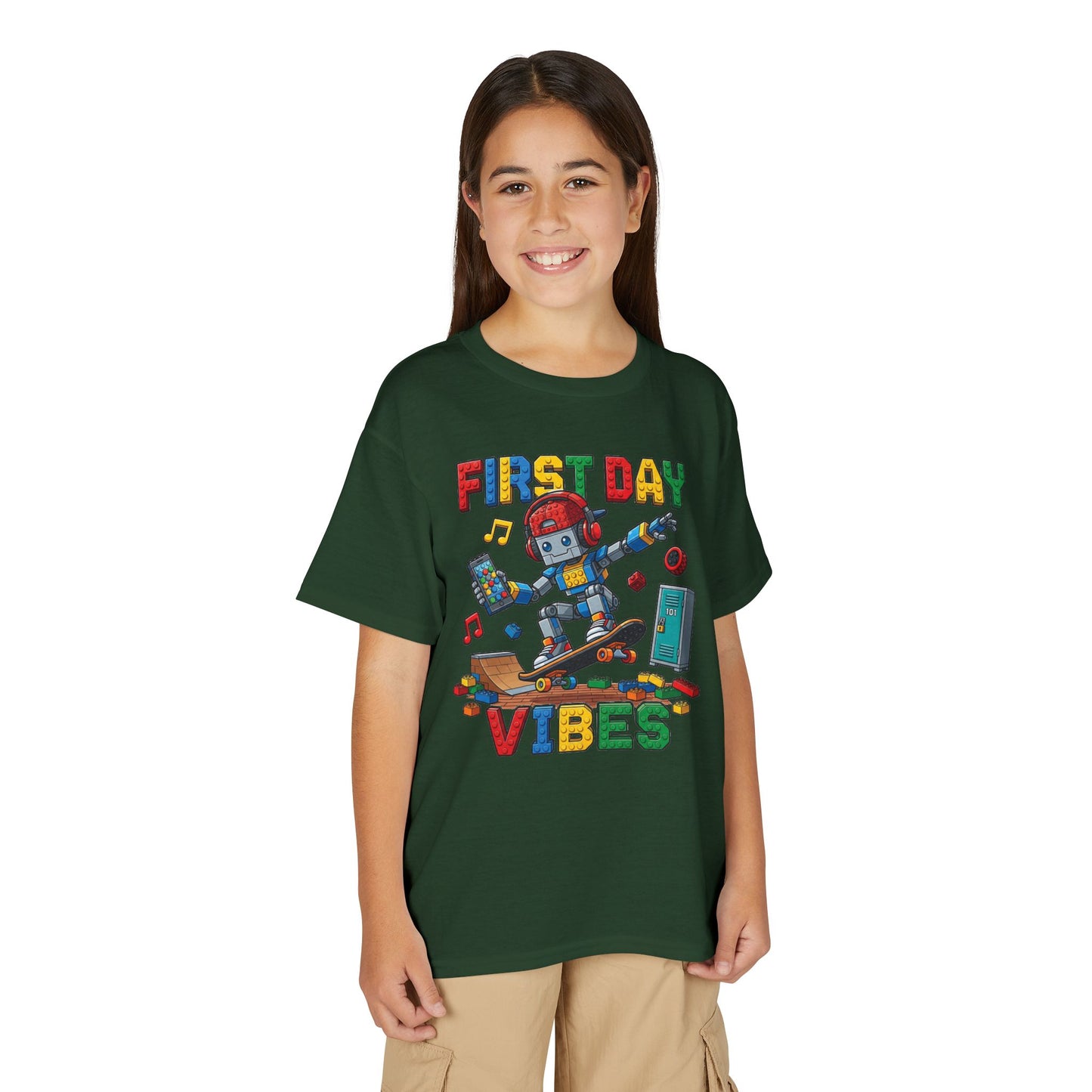 "First Day Vibes" Skateboard Robot Youth Tee