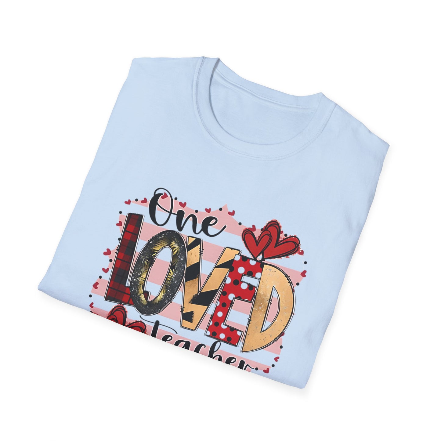 One Loved Teacher T-Shirt — Cute Plaid & Hearts Teacher Appreciation Tee