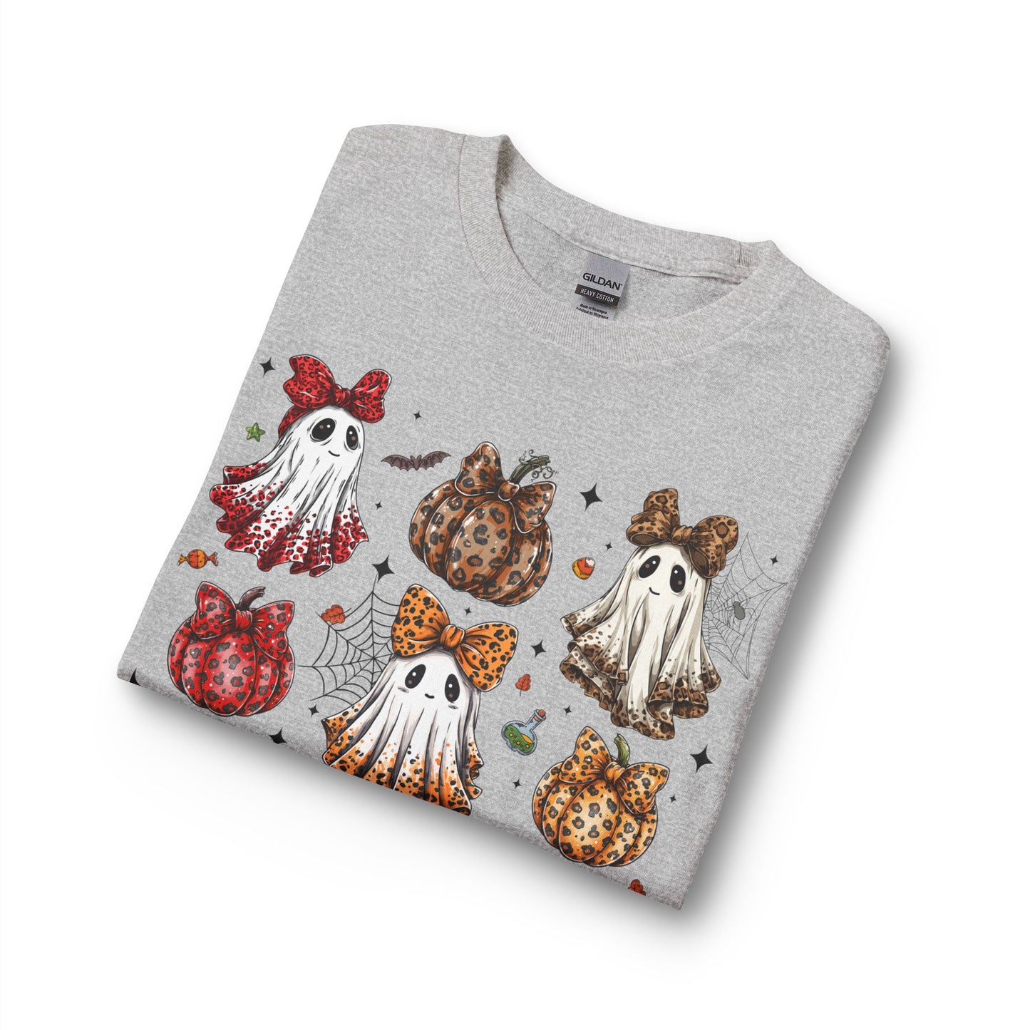 Boujee Ghost Pumpkin Long Sleeve Shirt — Cute Ghosts with Bows & Leopard Pumpkins