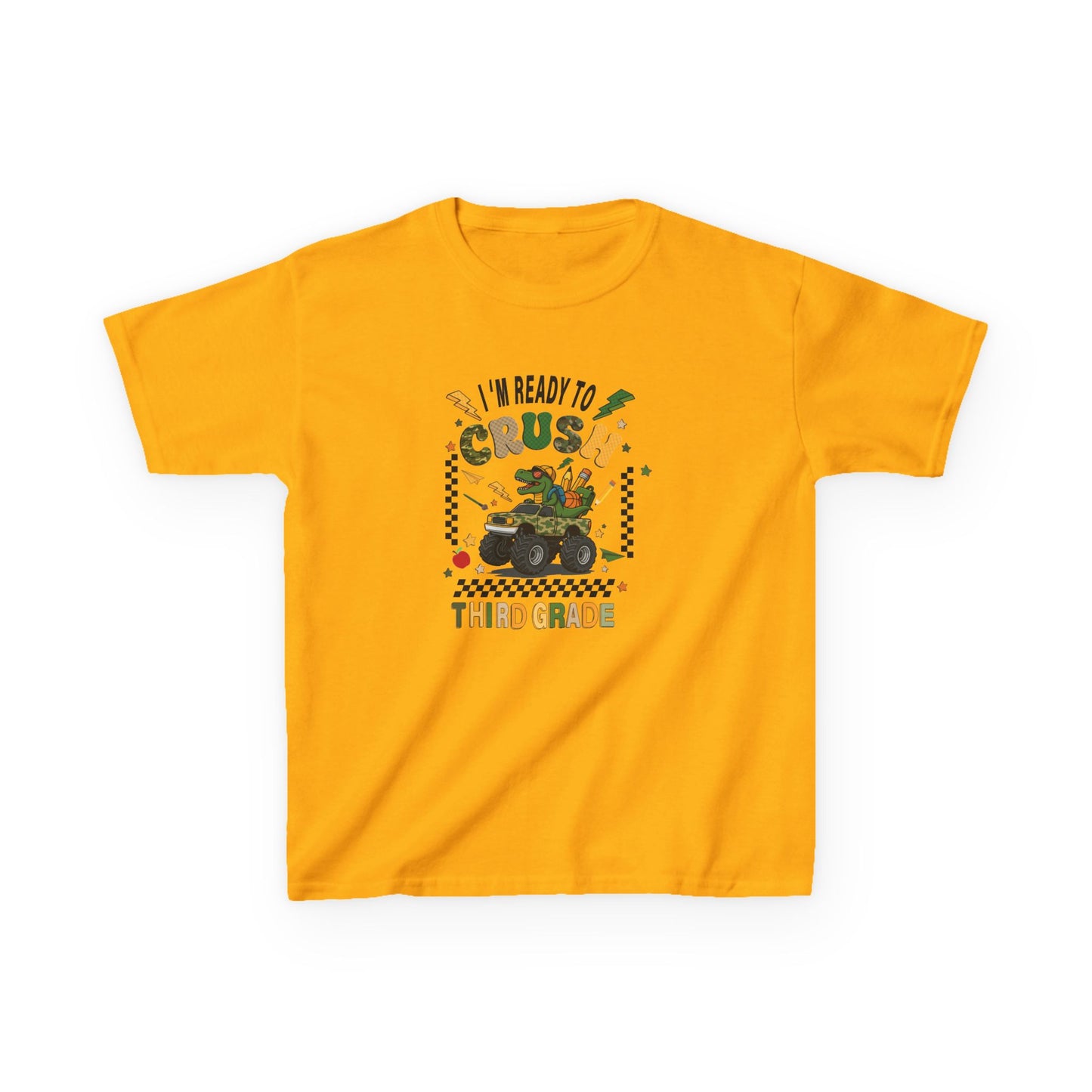 Kids Tee — “Ready to Crush Third Grade” Monster Truck Back-to-School Shirt