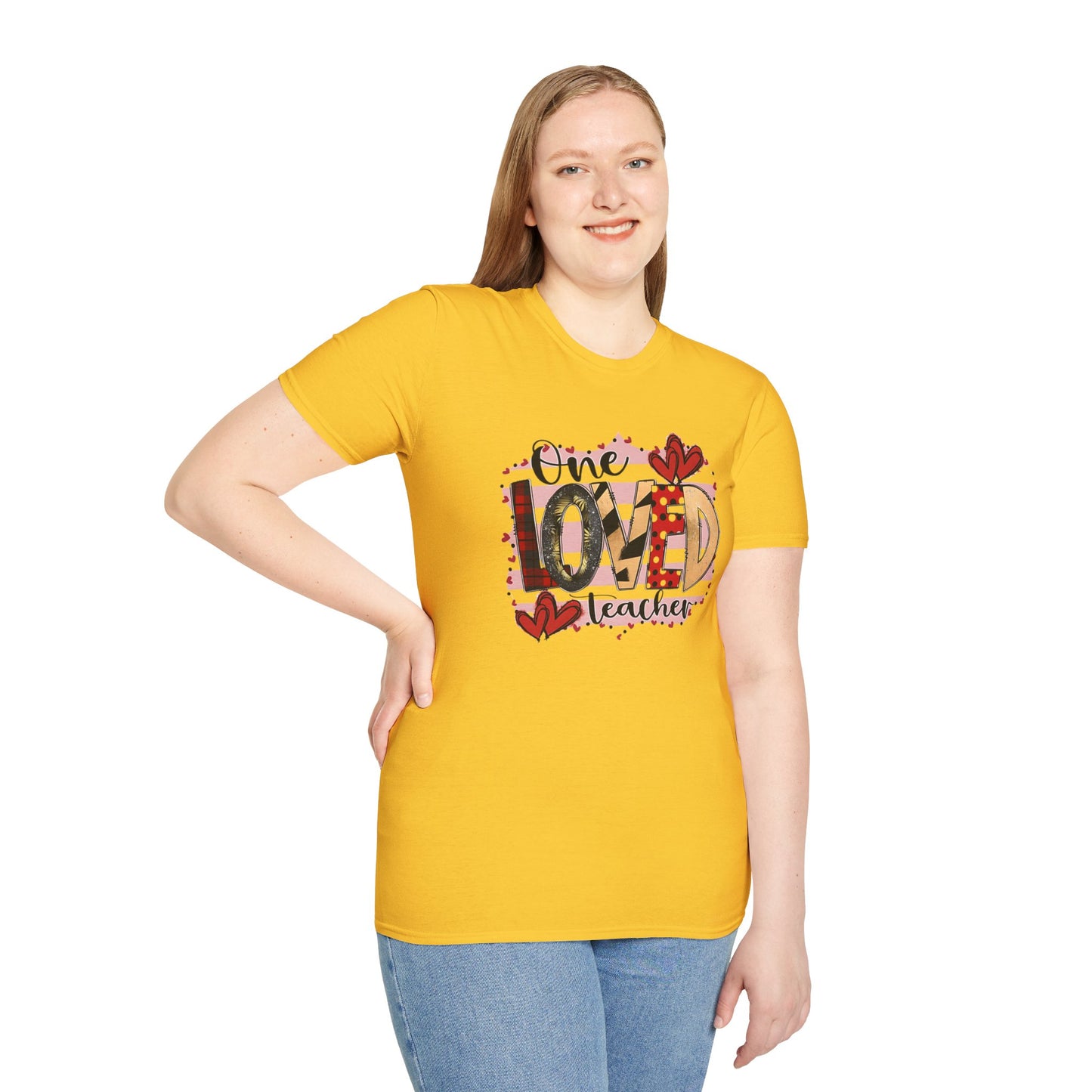 One Loved Teacher T-Shirt — Cute Plaid & Hearts Teacher Appreciation Tee