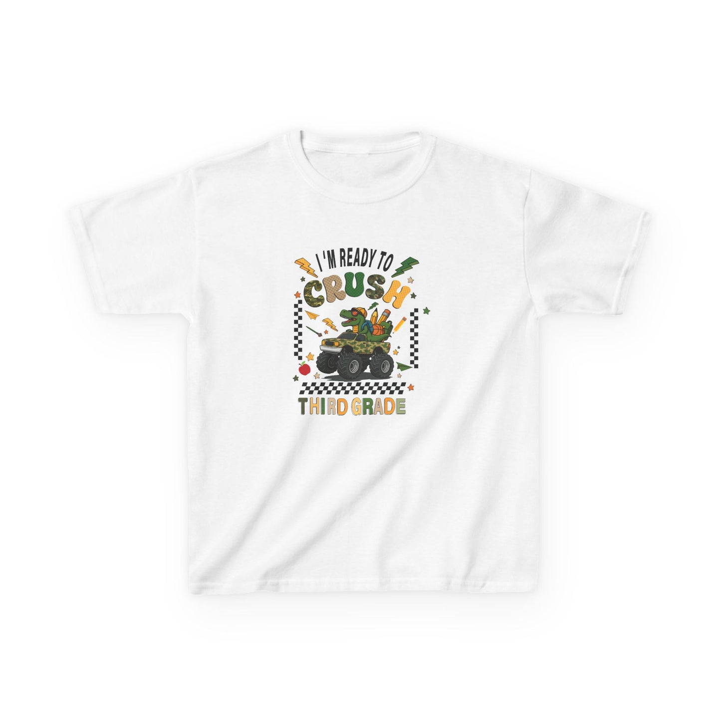 Kids Tee — “Ready to Crush Third Grade” Monster Truck Back-to-School Shirt