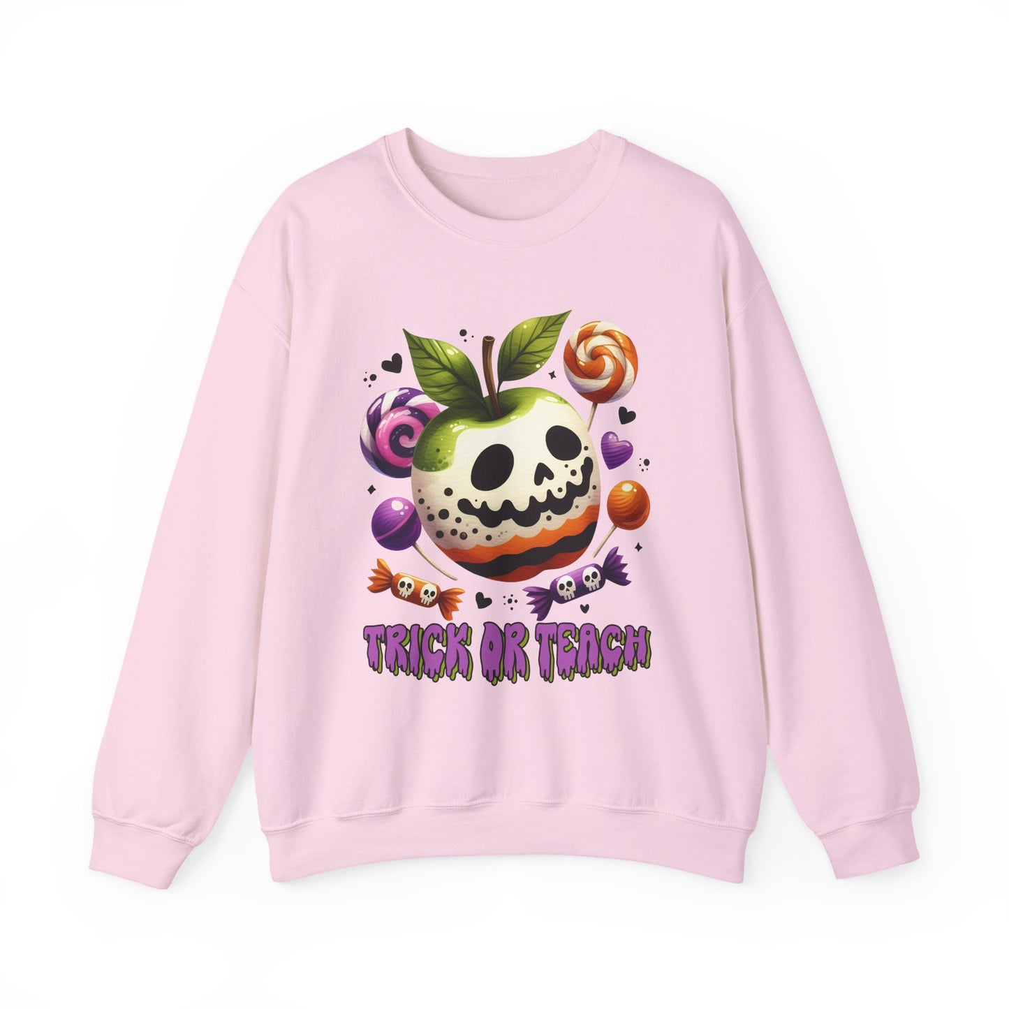 Trick or Teach Teacher Sweatshirt — Candy Apple “Trick or Treat” Crewneck