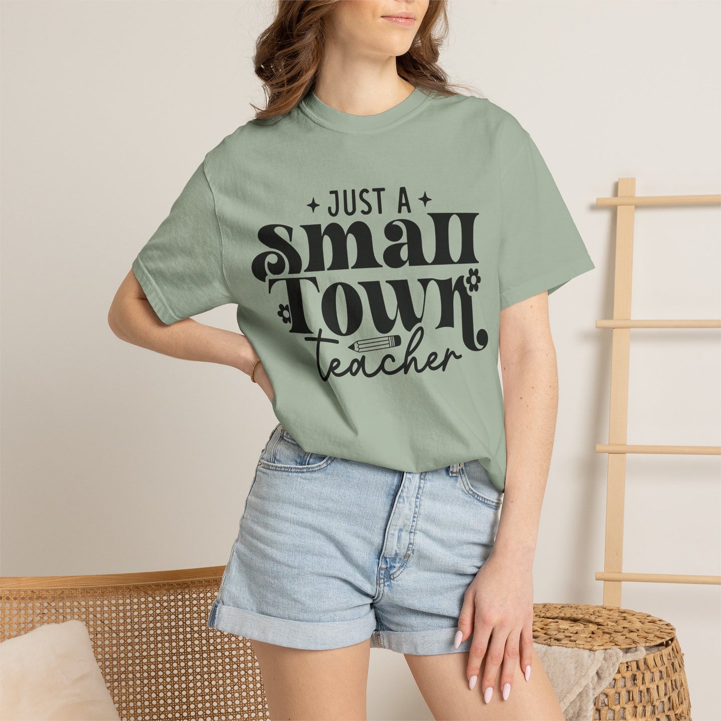 Just a Small Town Teacher T-Shirt — Retro Script Teacher Gift