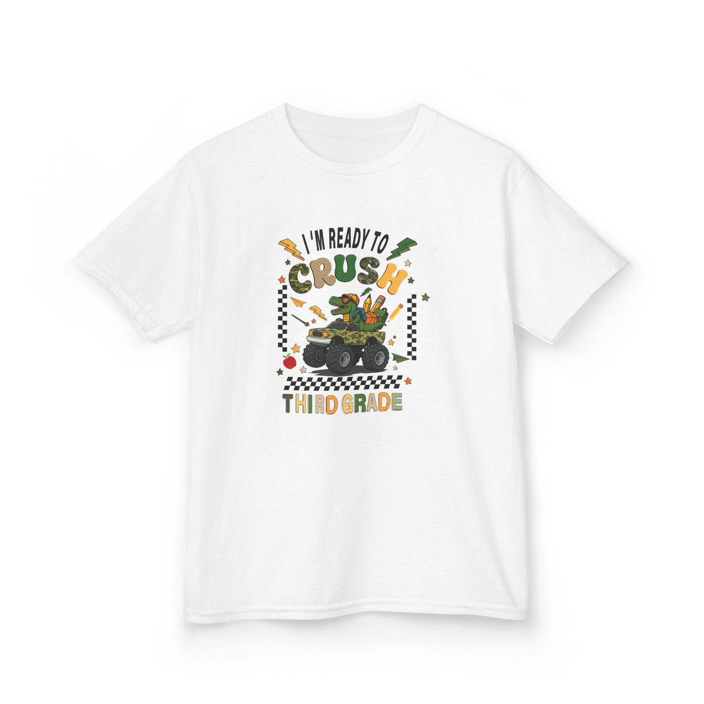 Kids Tee — “Ready to Crush Third Grade” Monster Truck Back-to-School Shirt